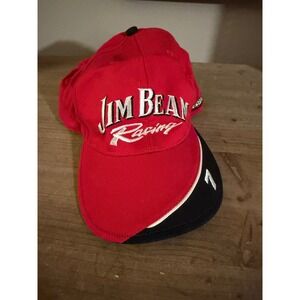 Jim‎ Beam Racing Cap Red Black White Number 7 Stylemaster NASCAR Hat
